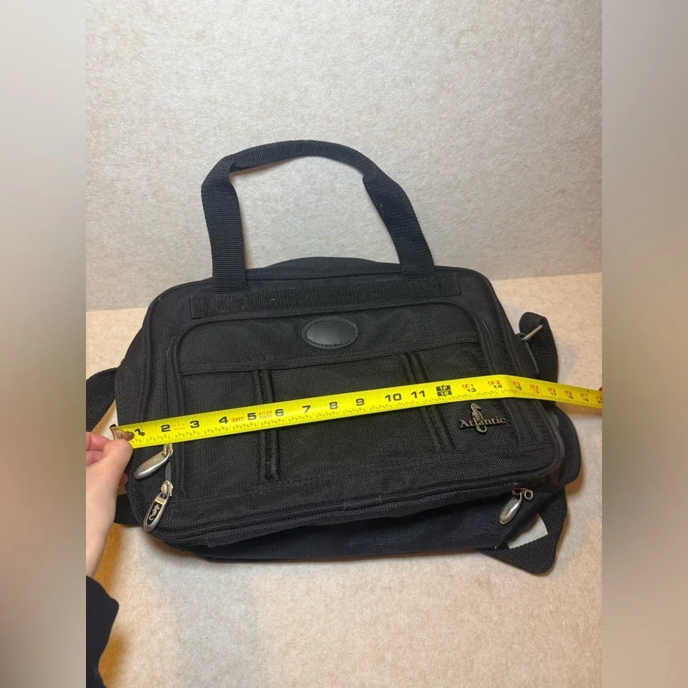 Atlantic Black Travel Shoulder Computer Laptop Electronic Bag 3 Zipper Pockets